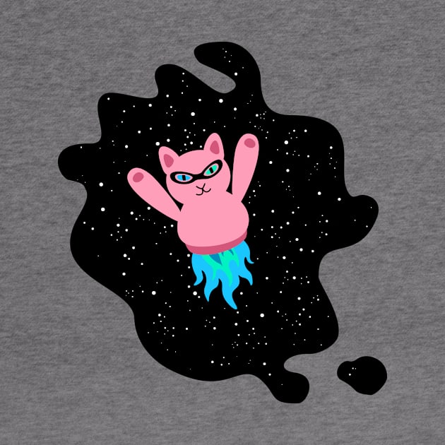 Pink Rocket Cat (funny, crazy, cute space) by XOOXOO